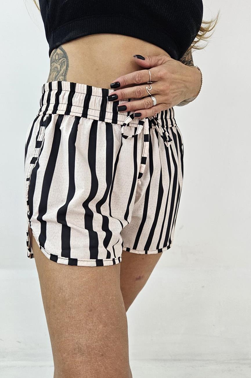 Short Feminino Listrado Cintura Alta Aspen CM