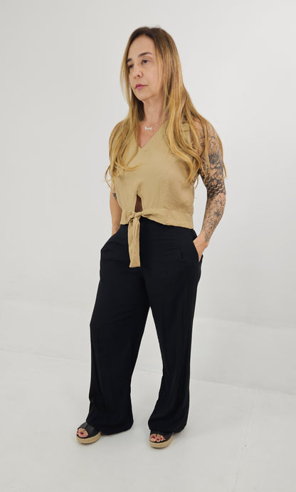 Pantalona Feminina de Viscose com Elástico nas Costas – Elisa