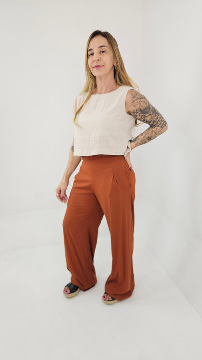 Pantalona Feminina de Viscose com Elástico nas Costas – Elisa