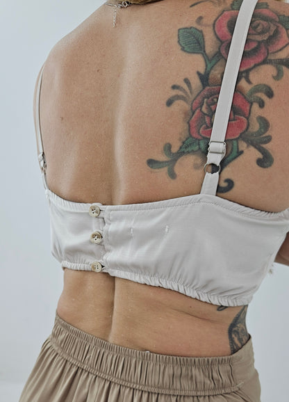 Cropped Feminino de Alças Finas com Botões nas Costas – Ana Sabine