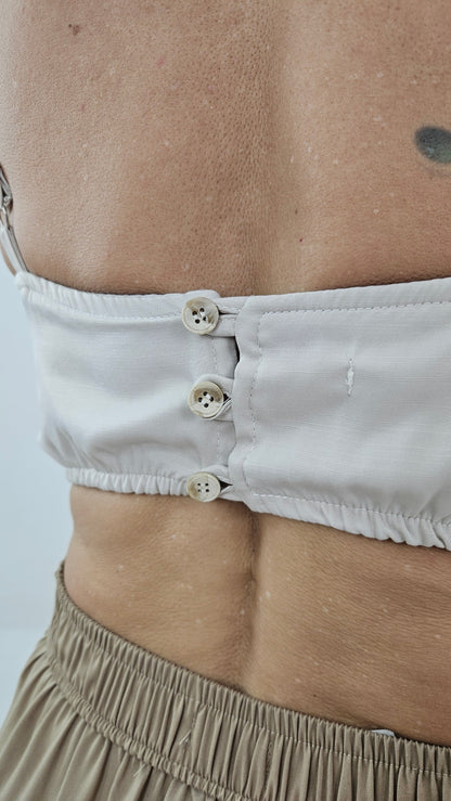 Cropped Feminino de Alças Finas com Botões nas Costas – Ana Sabine