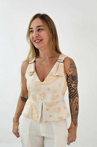 Bata Stela Linho Bordado